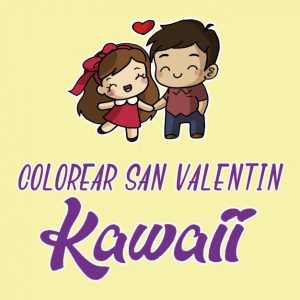 colorear san valentin kawaii