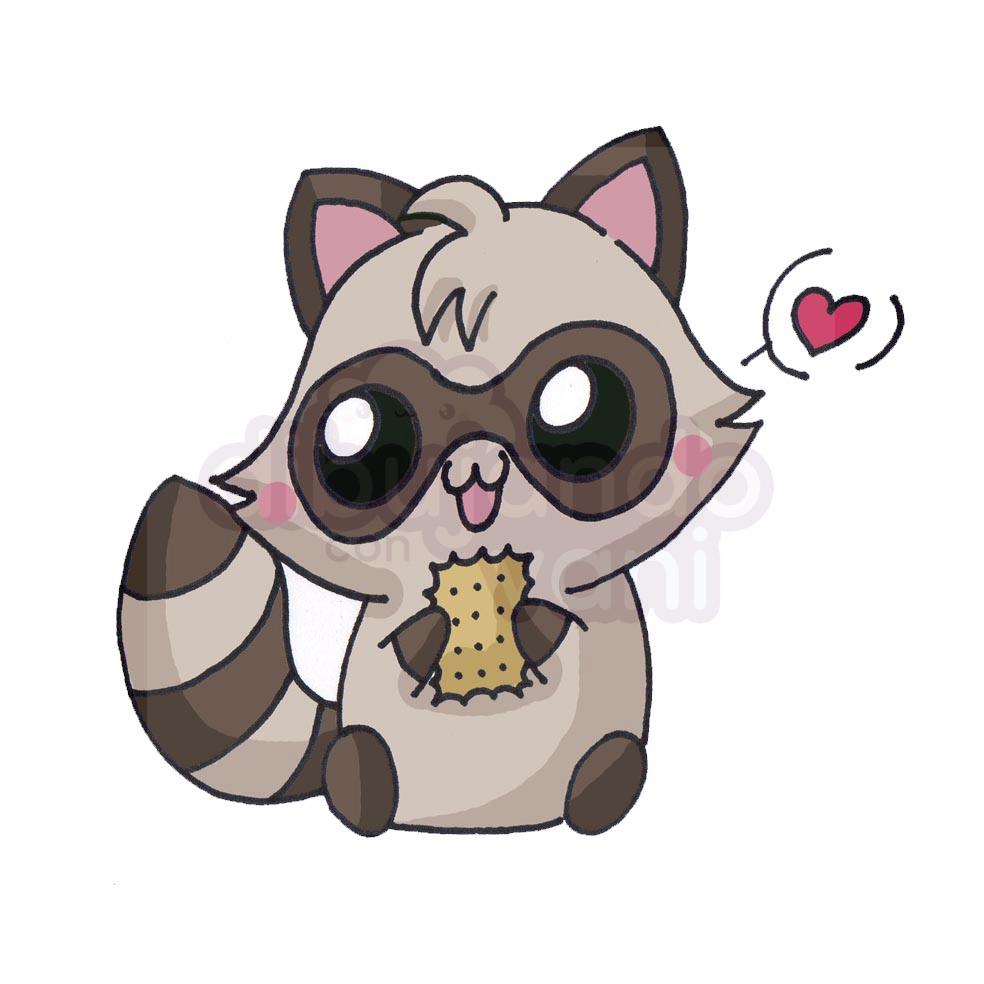mapache-kawaii - Dibujando con Vani