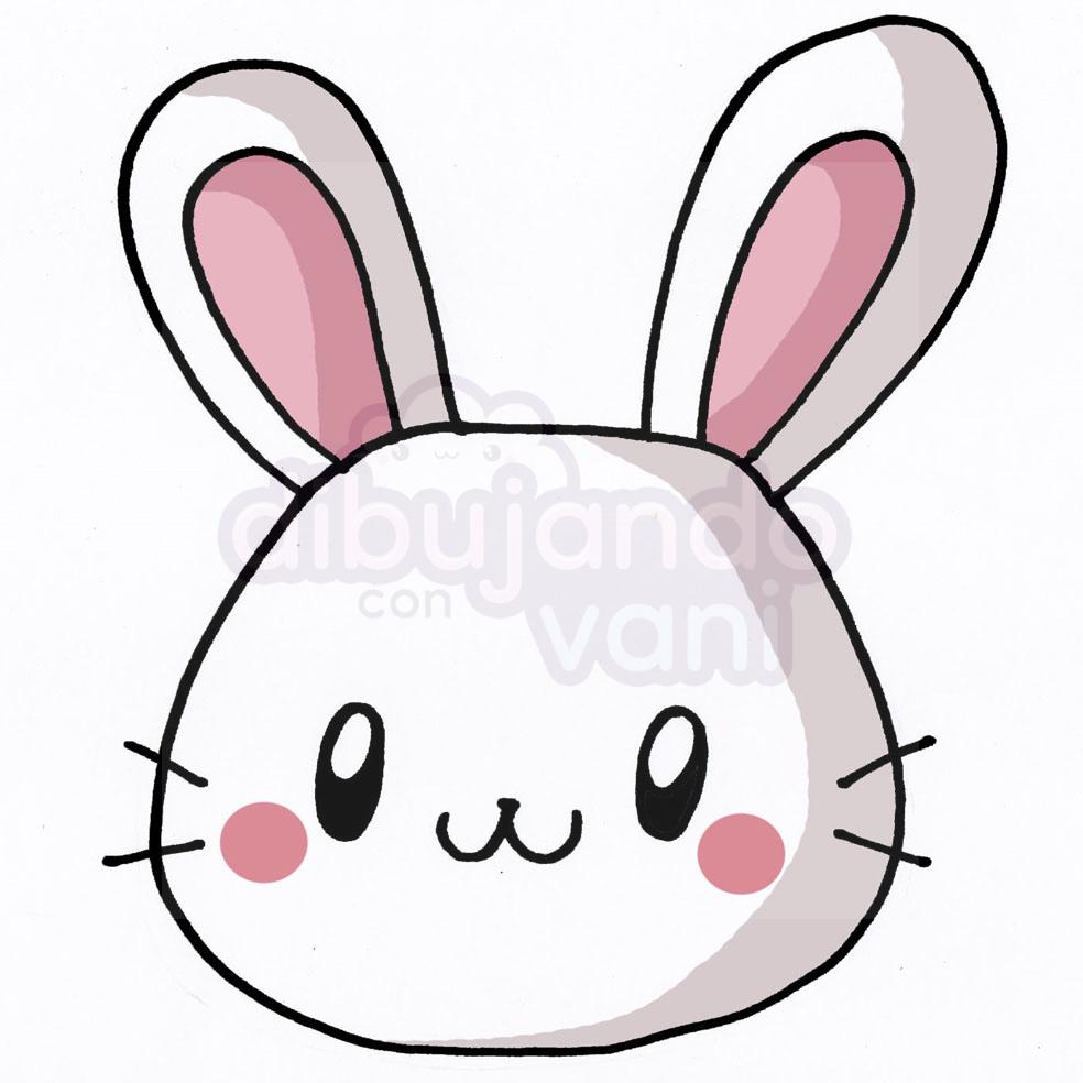 Conejo 2 para colorear en estilo kawaii - Dibujando con Vani
