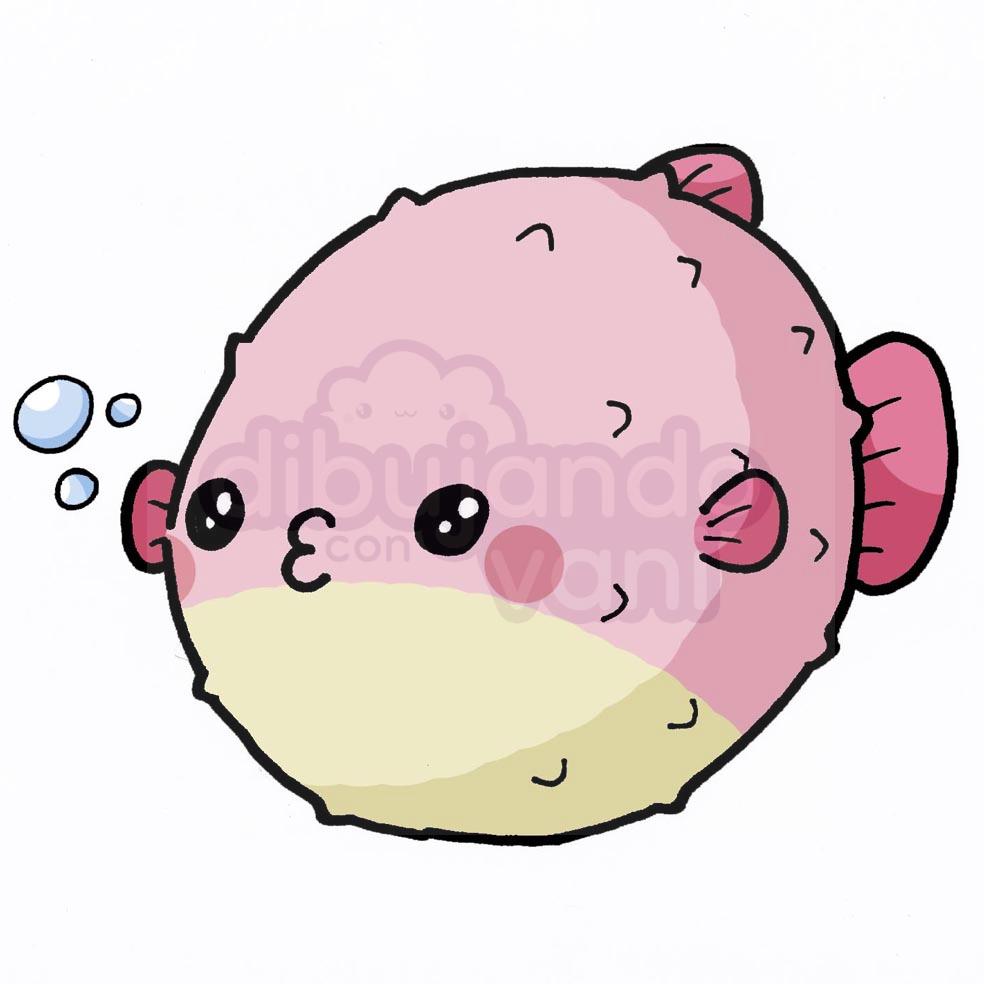 pez-globo-kawaii - Dibujando con Vani