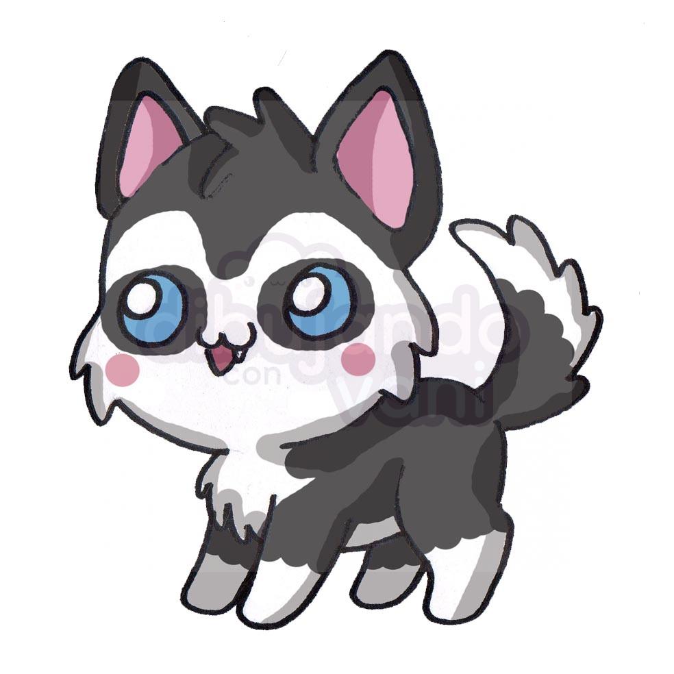 perro-husky-kawaii - Dibujando con Vani