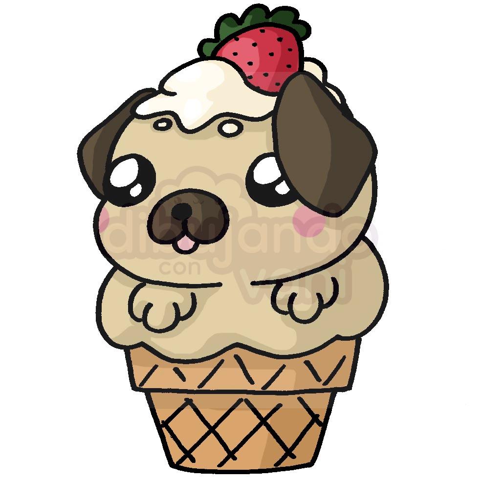 perro pug carlino kawaii - Dibujando con Vani