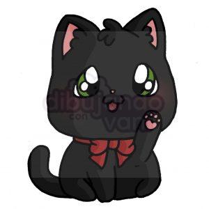gato negro kawaii