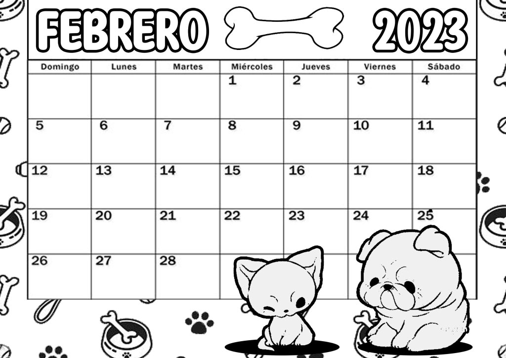 Febrero 2023 imprimir y colorear- Calendario - Dibujando con Vani