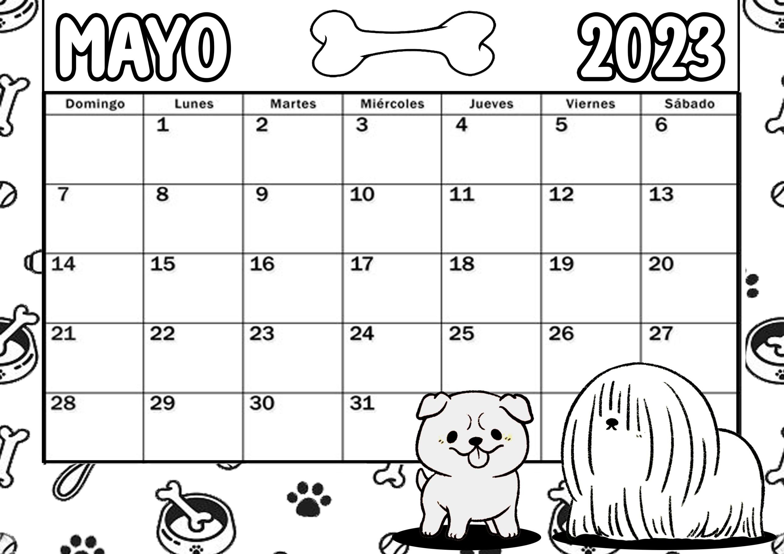 Mayo 2023 Para Imprimir Mayo 2023 imprimir y colorear- Calendario - Dibujando con Vani