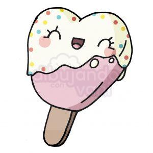 helado de corazon kawaii