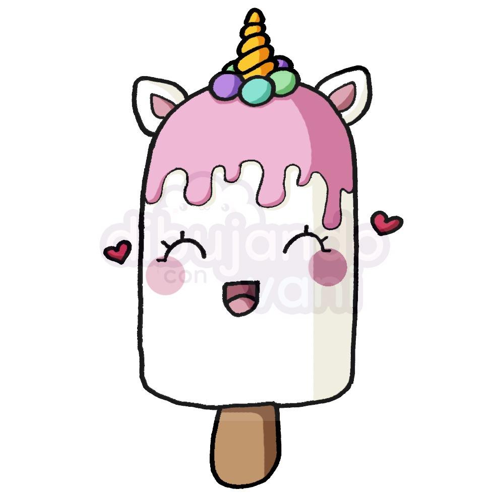 helado unicornio kawaii - Dibujando con Vani