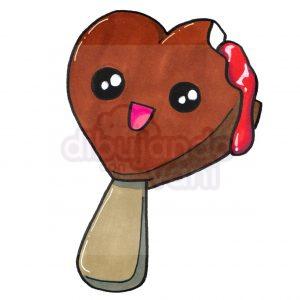 helado corazon de chocolate kawaii