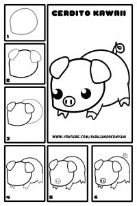 como dibujar un cerdo paso a paso kawaii