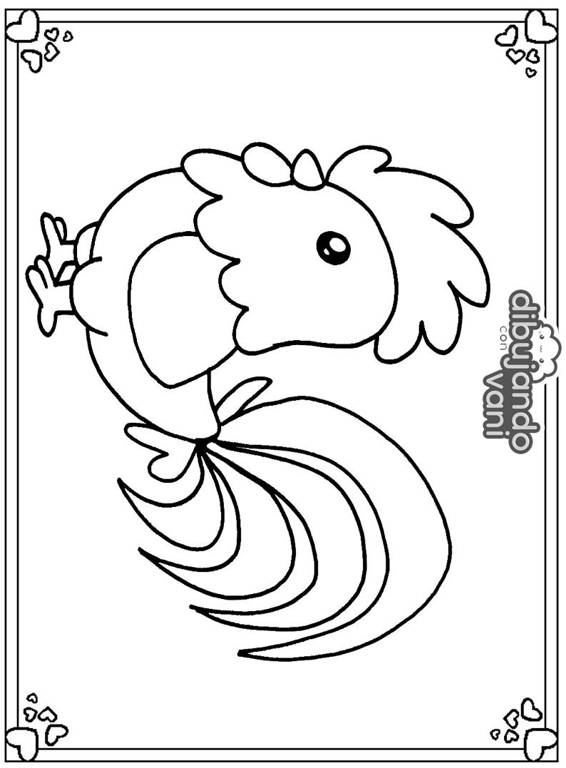 Dibujo de un gallo para imprimir y colorear Dibujando