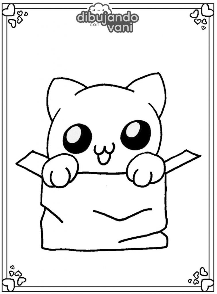 Dibujo de un gato en bolsa para imprimir y colorear