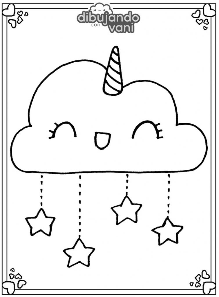 Dibujos De Nubes De Unicornios Kawaii Imagen Para Colorear Images And