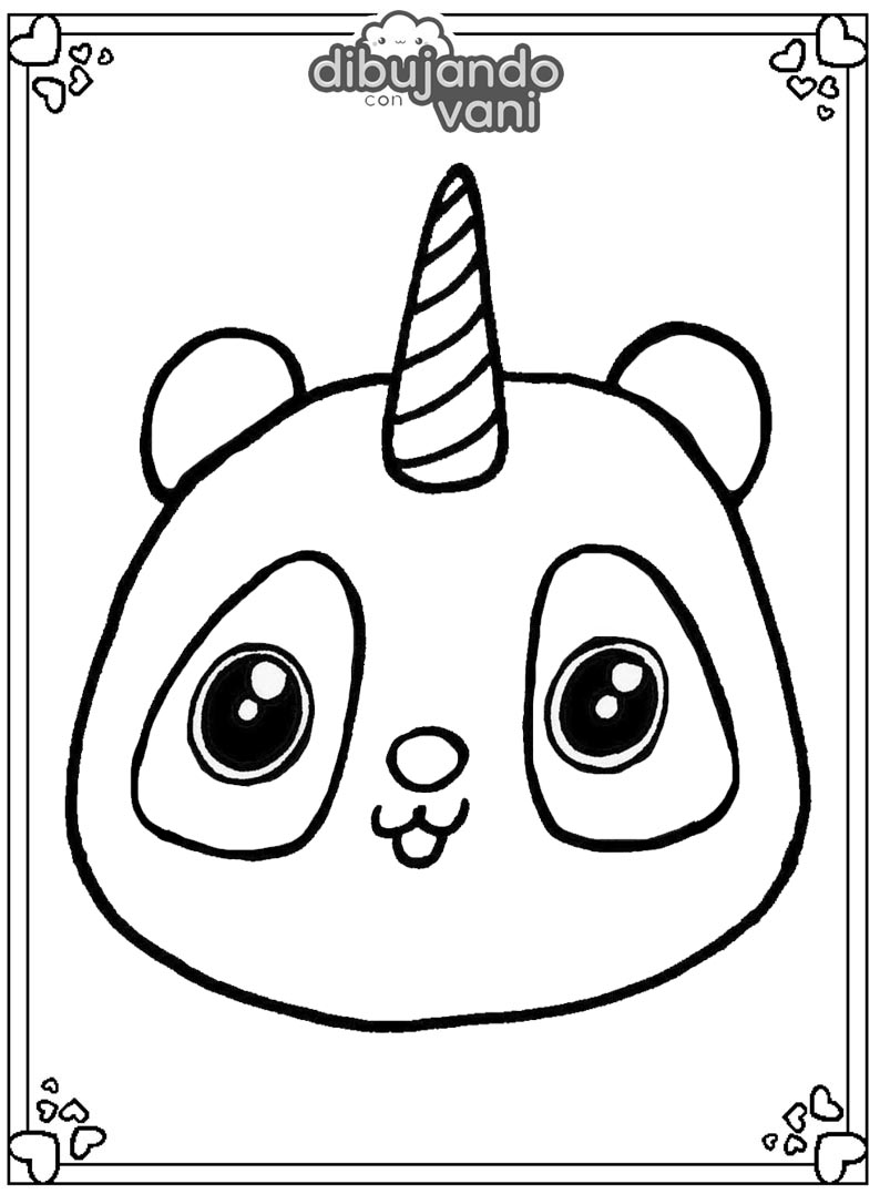 Panda unicórnio para colorir - Imprimir Desenhos