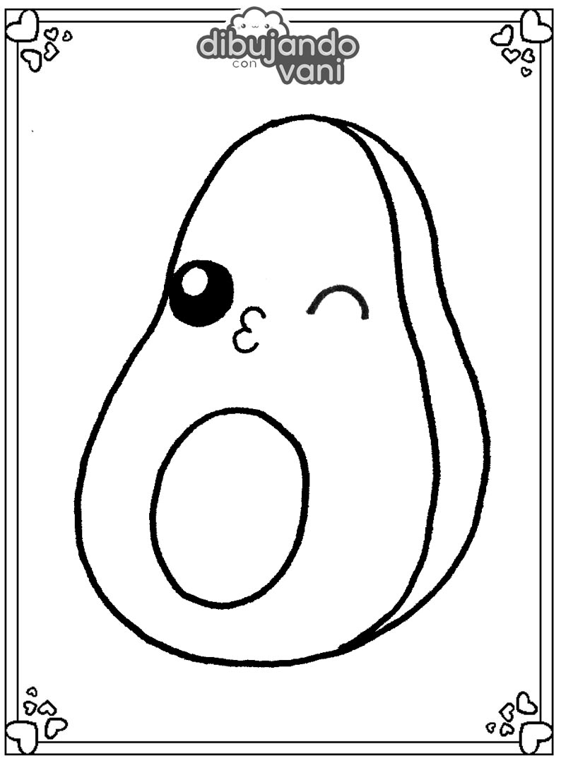 Dibujo de un aguacate para imprimir y colorear Dibujando con Vani