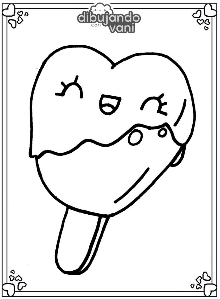  Dibujo de un helado de corazon para imprimir