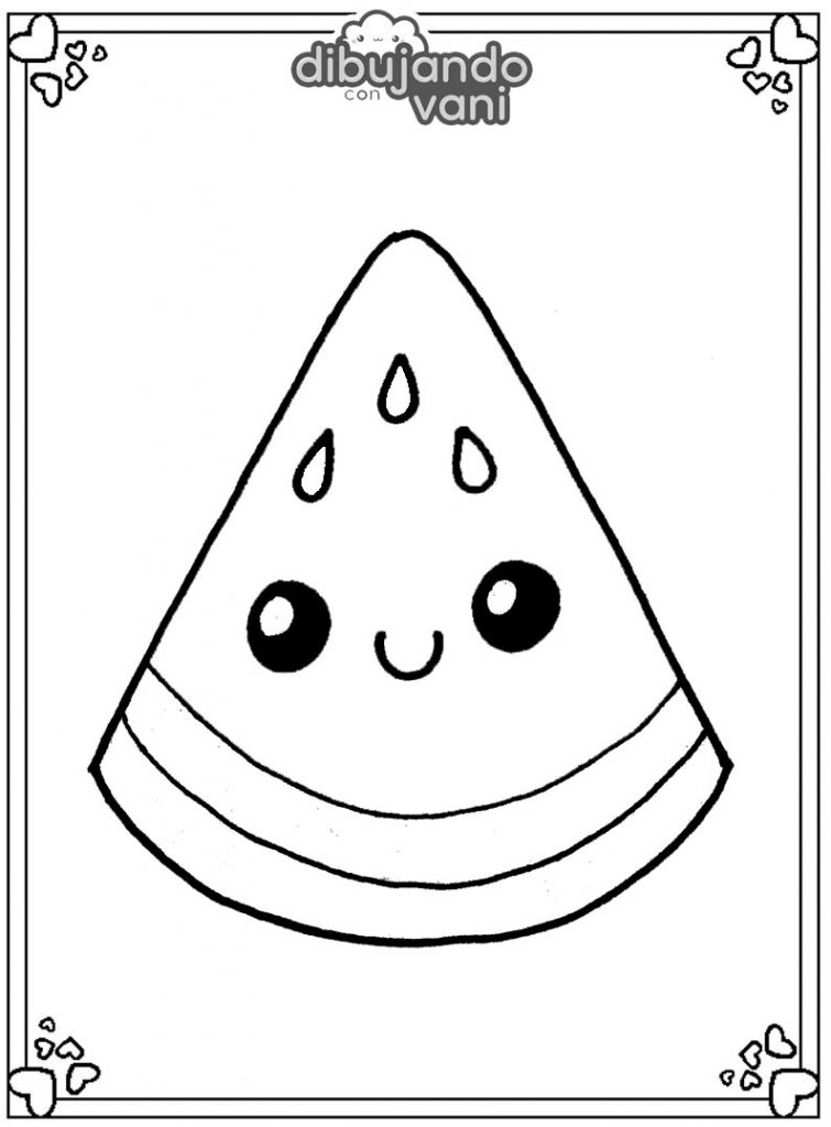 Dibujo de una sandia para imprimir y colorear Dibujando