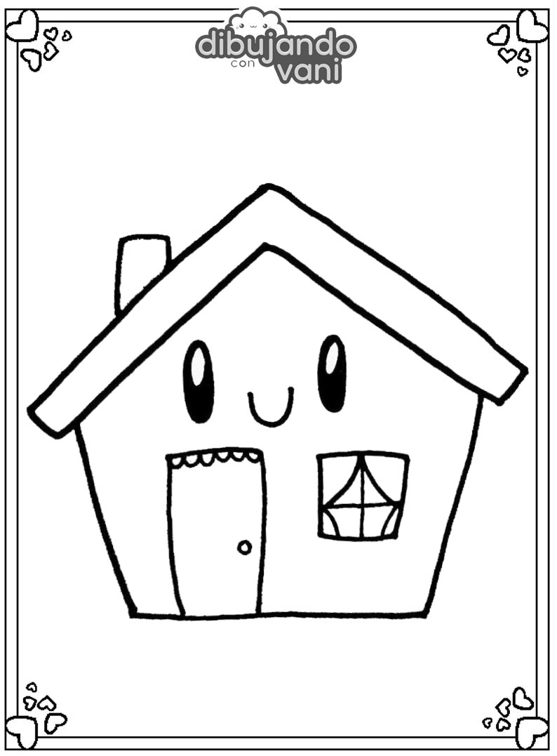 Dibujo de una casa para imprimir y colorear - Dibujando con Vani