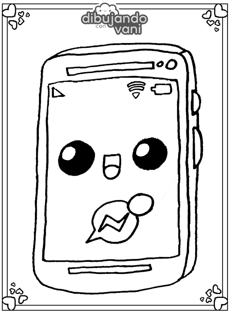 Dibujo de un celular para imprimir y colorear - Dibujando con Vani