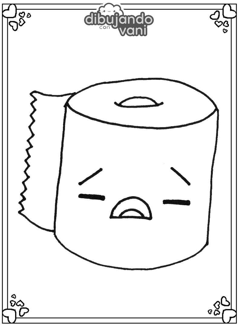 Dibujo de un papel higienico para imprimir y colorear - Dibujando con Vani