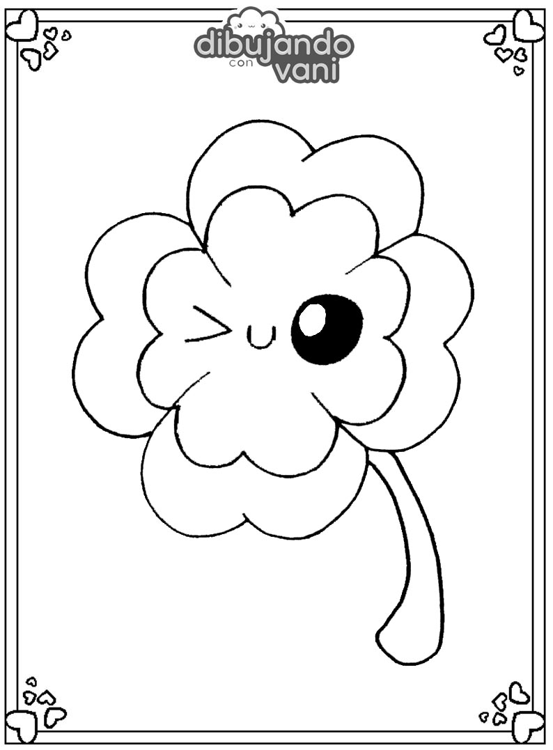 Dibujo de un trebol para imprimir y colorear Dibujando con