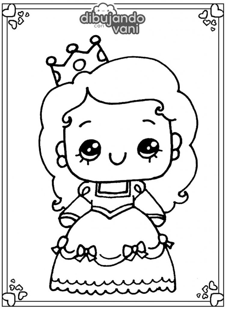 Dibujo de una princesa de halloween para imprimir - Dibujando con Vani