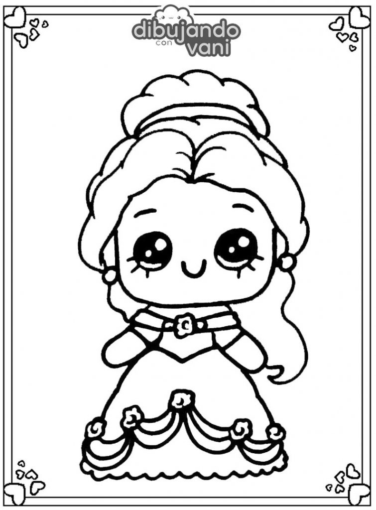 Dibujo de La Princesa Bella para imprimir y colorear - Dibujando con Vani
