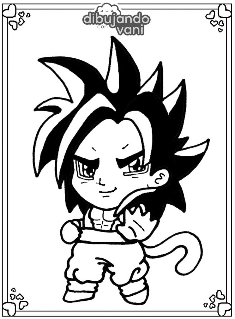 Dibujo de Goku ssj4 para imprimir y colorear - Dibujando con Vani