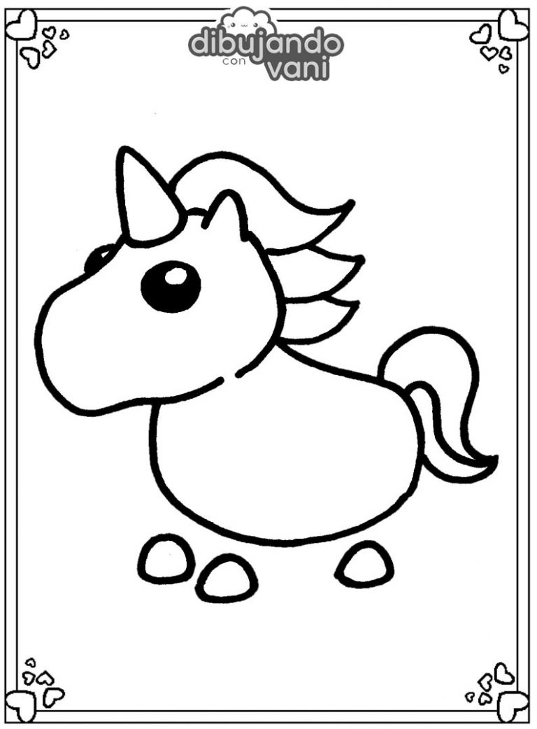 Dibujo de unicornio de adopt me para imprimir - Dibujando con Vani