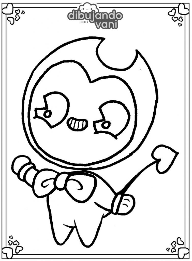 Dibujo de Bendy para imprimir y colorear - Dibujando con Vani