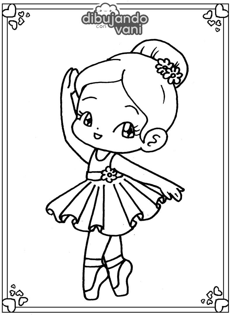 Dibujo de una bailarina para imprimir y colorear
