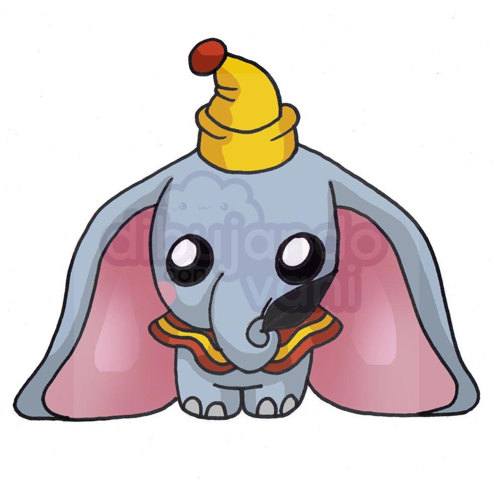 Dumbo kawaii para colorear Dibujos de Disney Dibujando