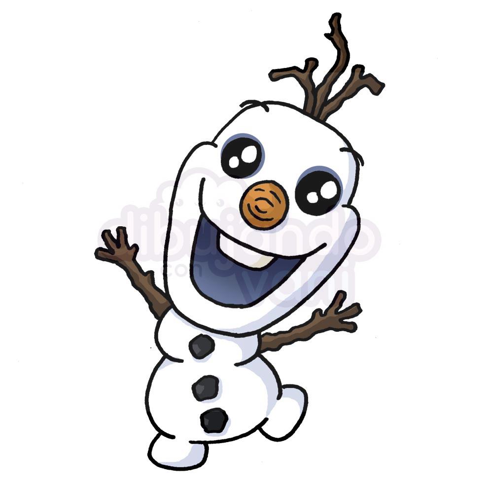 Olaf de frozen kawaii para colorear - Dibujando con Vani