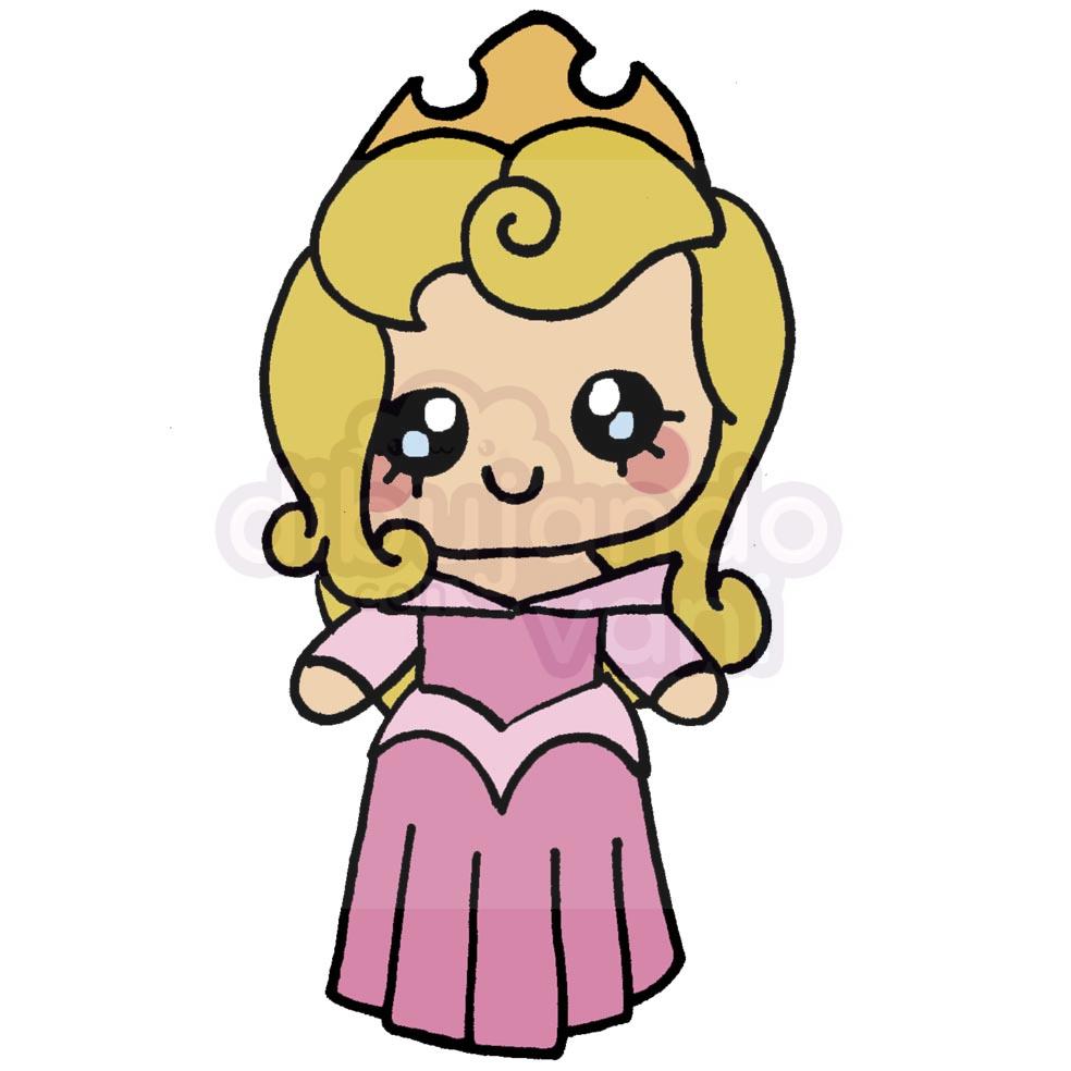 princesa aurora kawaii - Dibujando con Vani