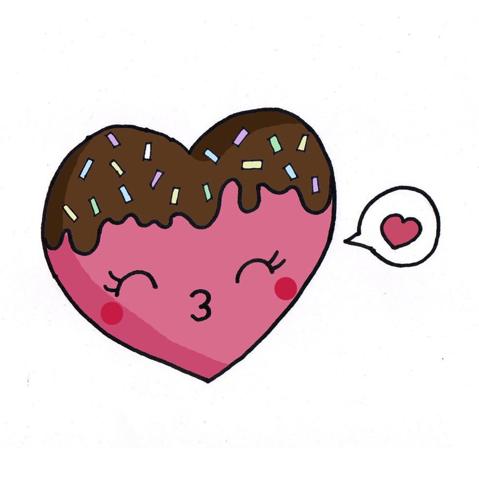 corazon de amor kawaii - Dibujando con Vani